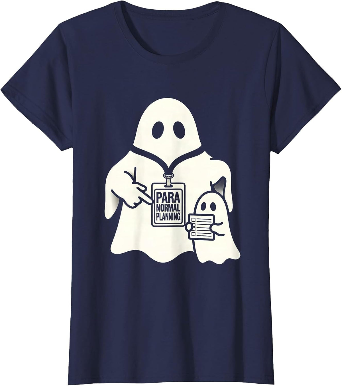 Women's Para Normal Planning Ghost SpEd Teacher Halloween T-Shirt - Navy Blue