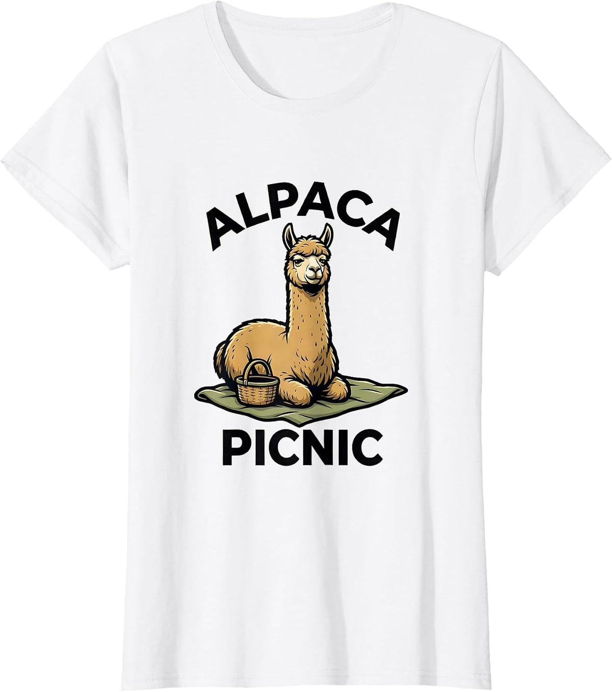 Women's Alpaca Picnic Funny Alpaca Lover Animal Humor Gift T-Shirt - White