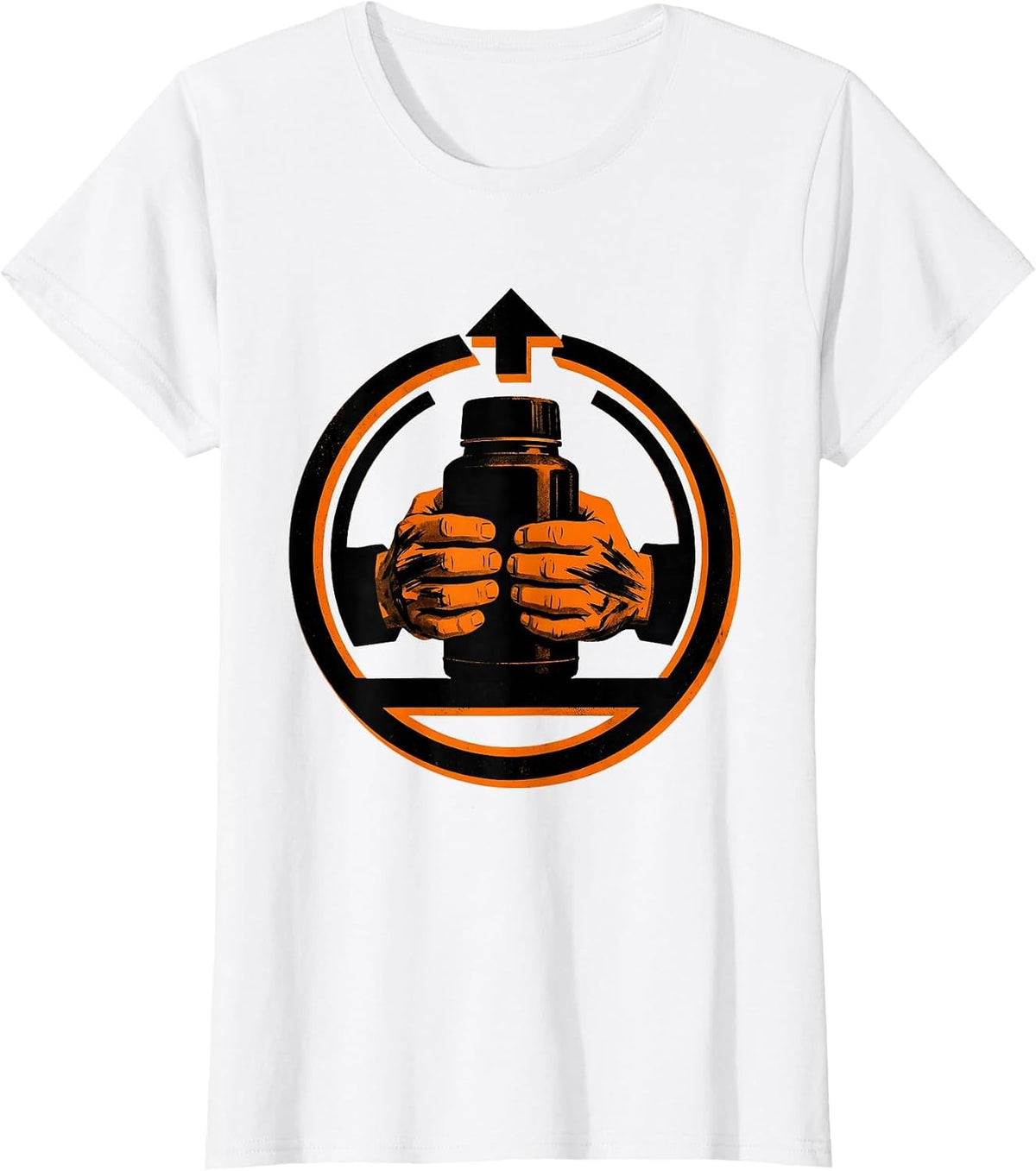 Oil-Stained Hands Coffee Thermos Blue Collar T-Shirt - White