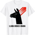 Men's Llama Dodges Drama Funny Llama Alpaca Lover Gift T-Shirt - White