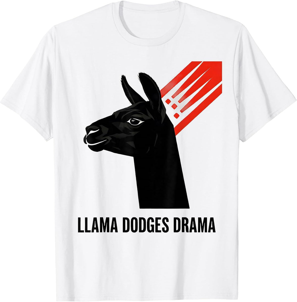 Men's Llama Dodges Drama Funny Llama Alpaca Lover Gift T-Shirt - White