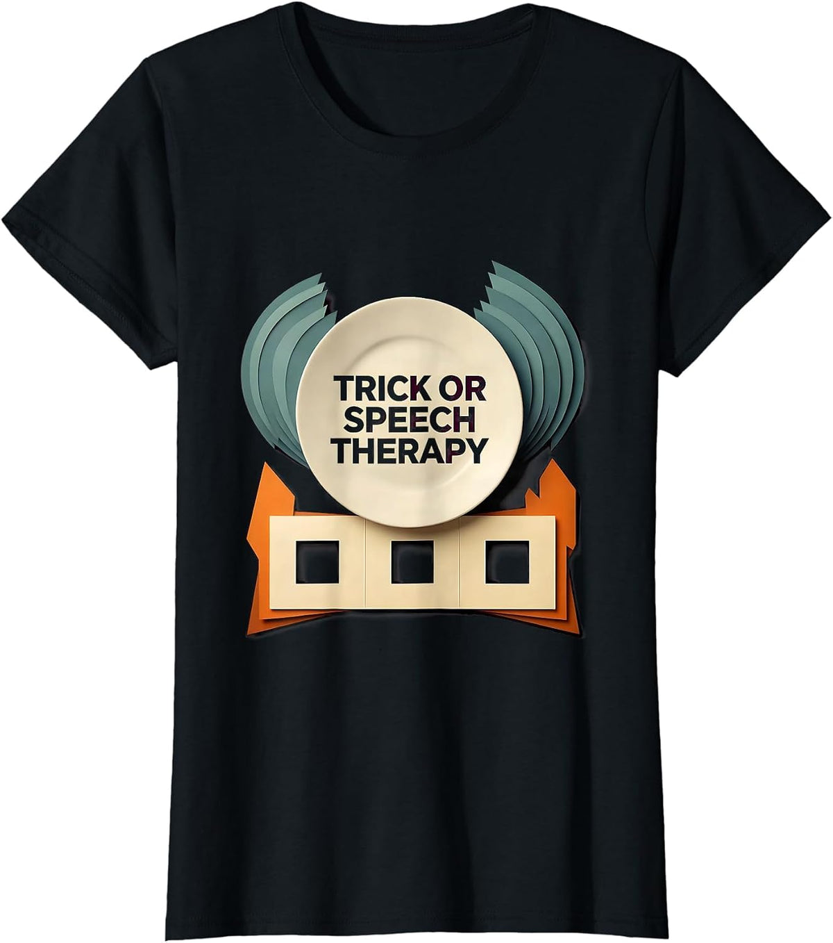 Women's Trick Or Speech Therapy Whimsical SLP Teacher Halloween T-Shirt - Black
