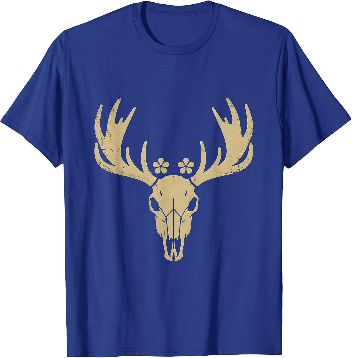 Elk on Misty Mountain Ridge Wilderness Design T-Shirt - Royal Blue