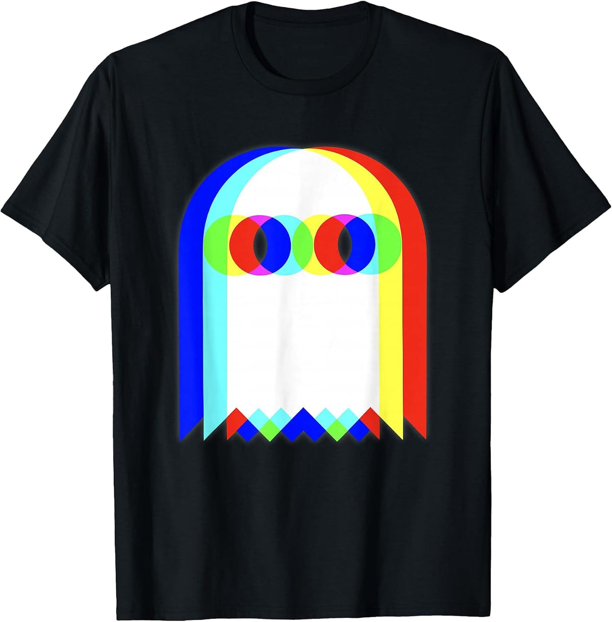 Vaporwave Psychedelic Ghost Retro Halloween Techno EDM T-Shirt - Black