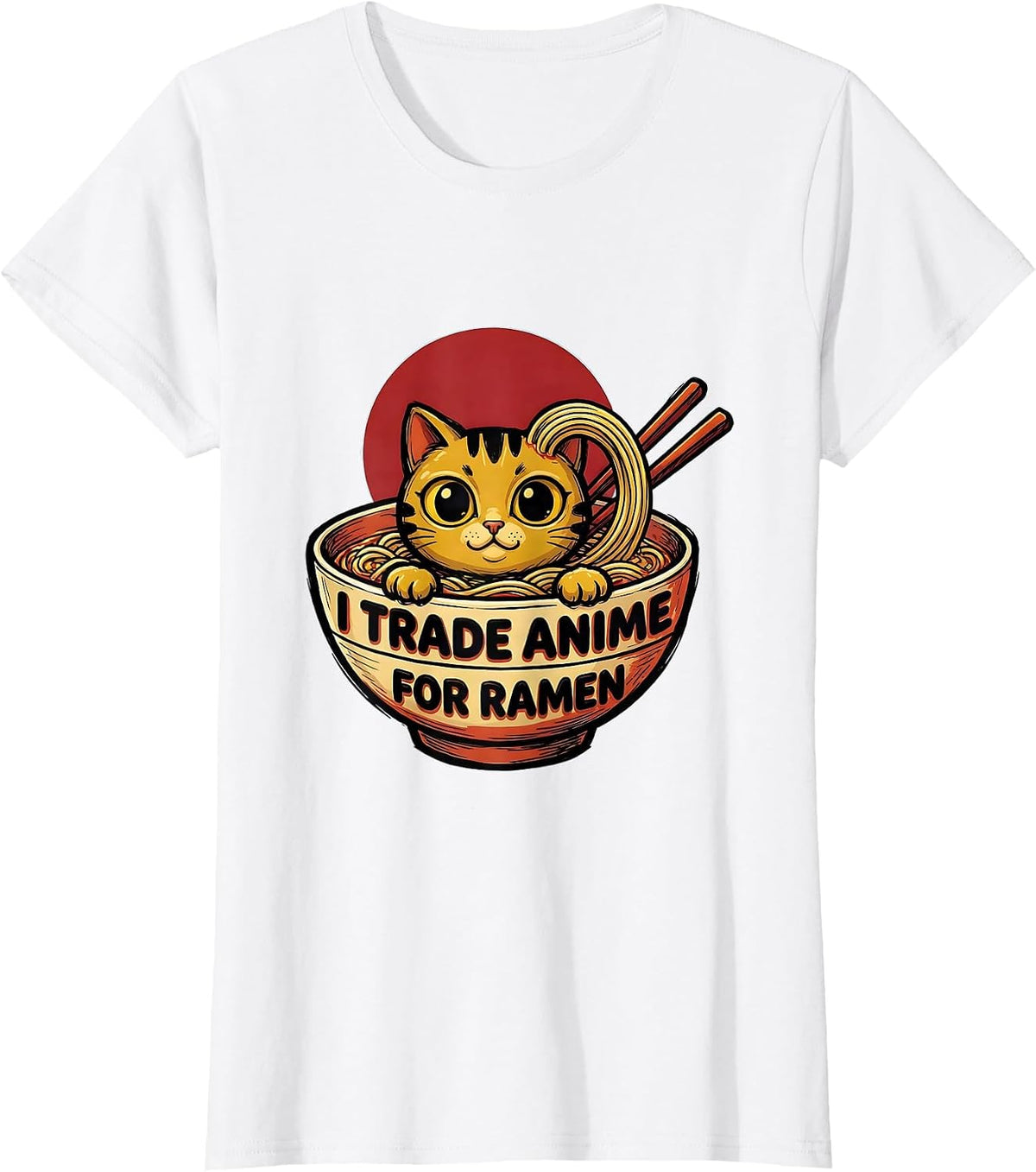 Women's I Trade Anime For Ramen Funny Kawaii Cat Anime Gift T-Shirt - White