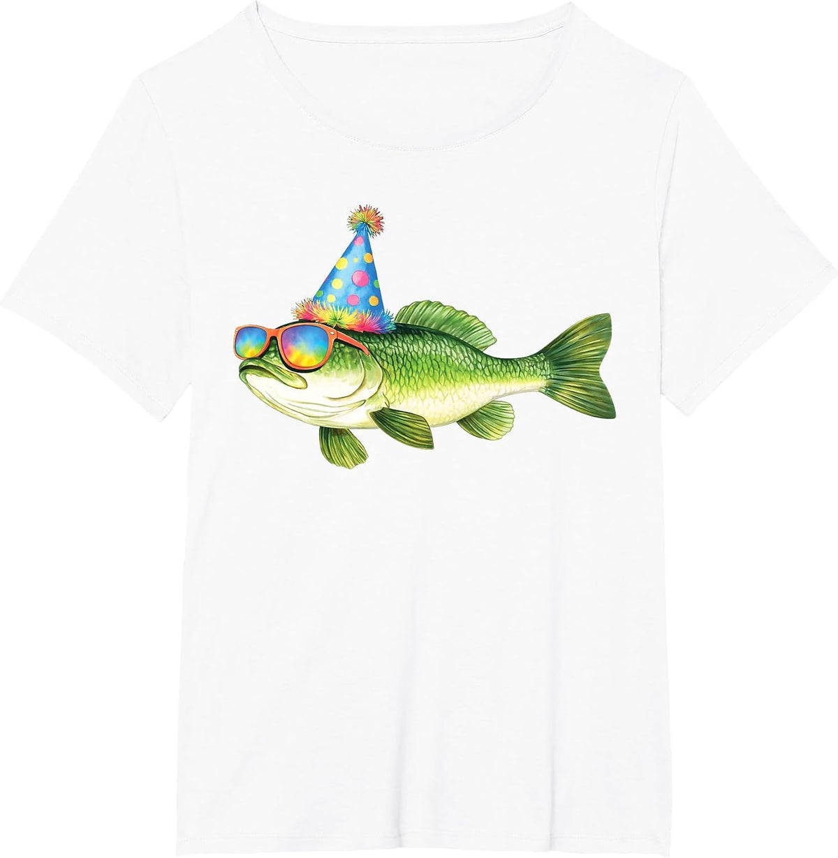 Bass Birthday Freshwater Fish Party Fishing Birthday Funny Tee T-Shirt for Men and Women - White