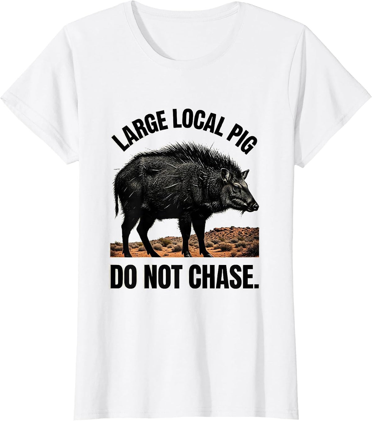 Large Local Pig, Do Not Chase Retro National Park Travel T-Shirt - White