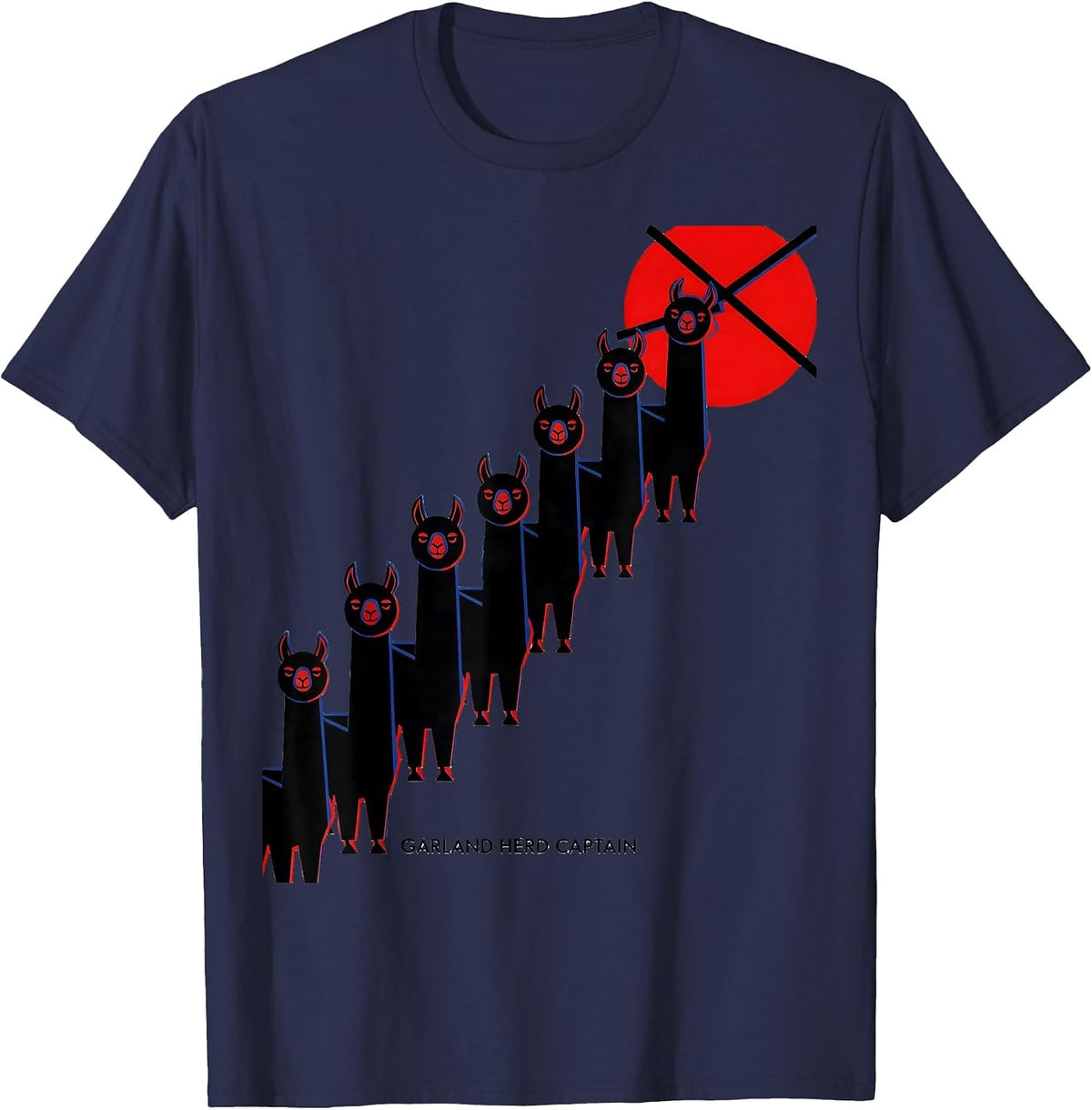 Garland Herd Captain Funny Llama Christmas Alpaca Lover Gift T-Shirt - Navy Blue