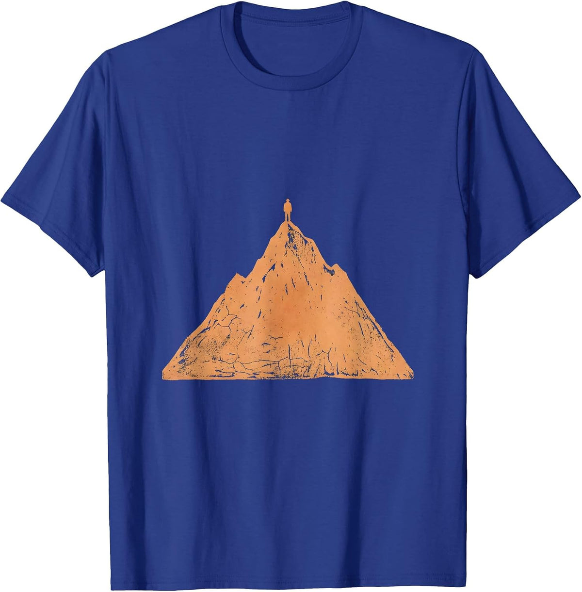 Lone Hiker Silhouette Ridge at Dusk Outdoor Design T-Shirt - Royal Blue