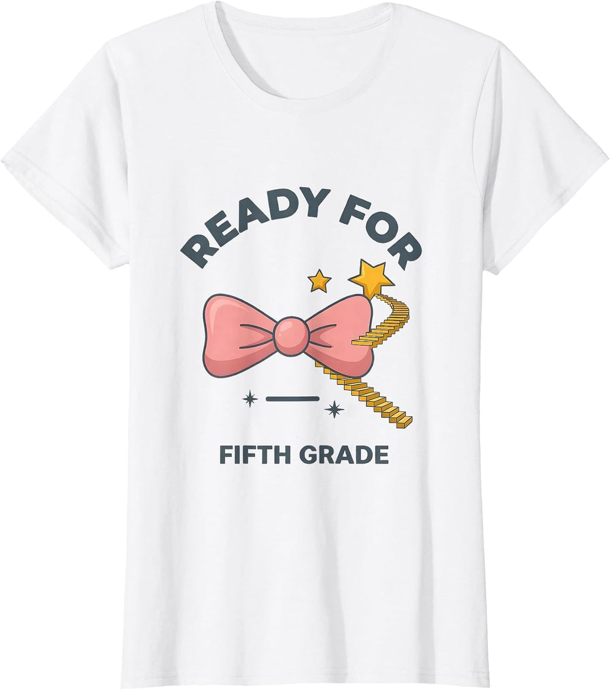 Women's Ready For Fifth Grade Coquette Bow Back to School Girl T-Shirt - White