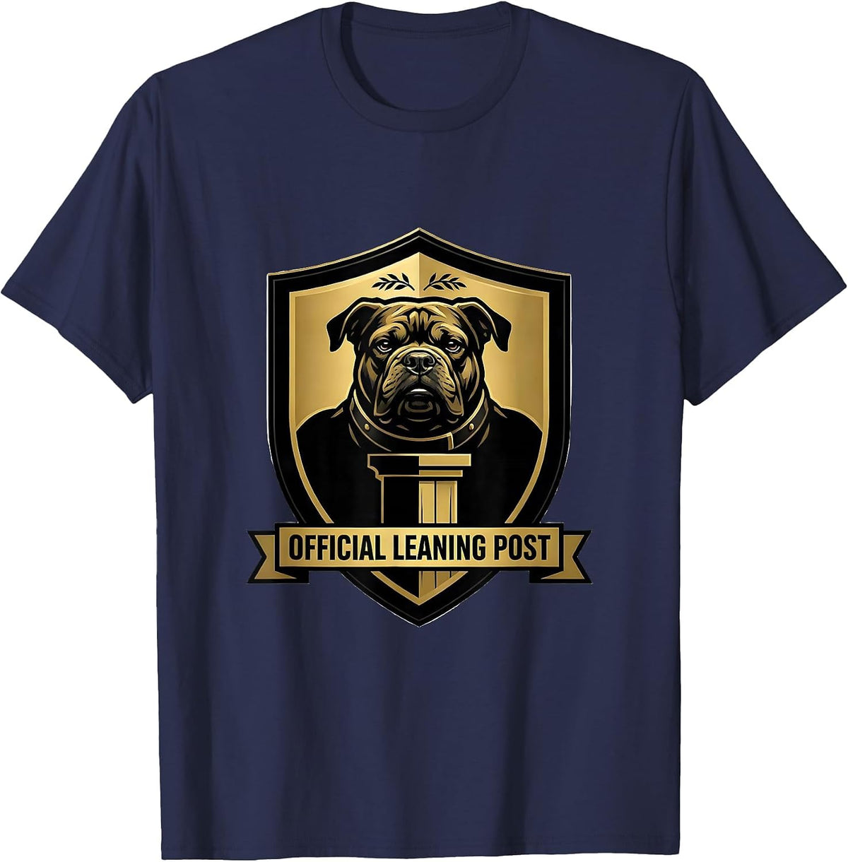 Men's Official Leaning Post Funny Pitbull Owner Dog Mom Humor T-Shirt - Navy Blue