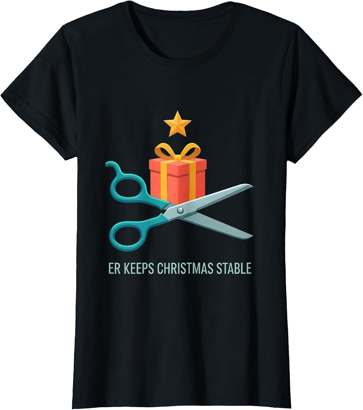 Women's ER Keeps Christmas Stable Funny Nurse ER Crew Holiday Humor T-Shirt - Black