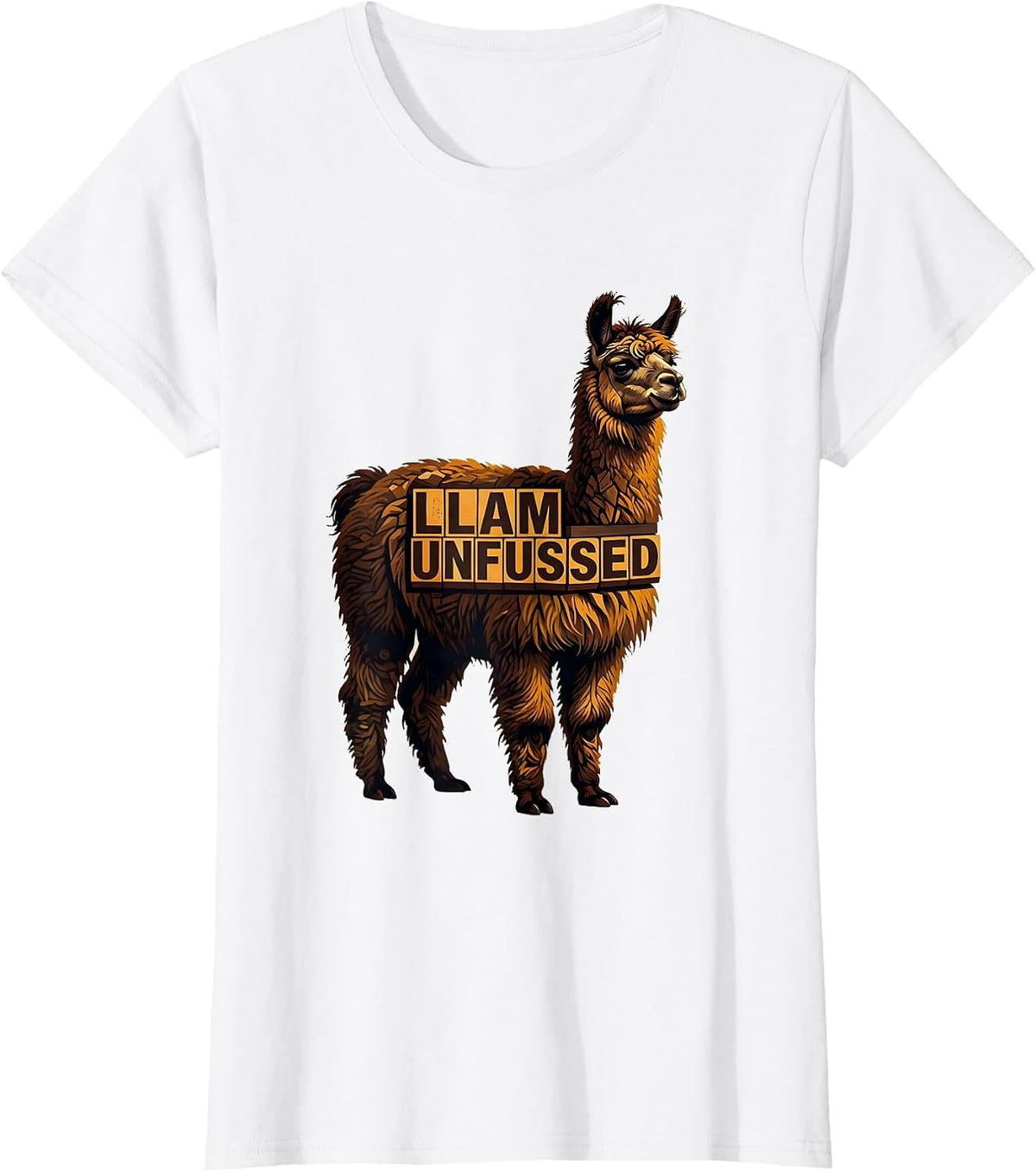 Women's Llam Unfussed Funny Llama Alpaca Humor Casual Gift T-Shirt - White