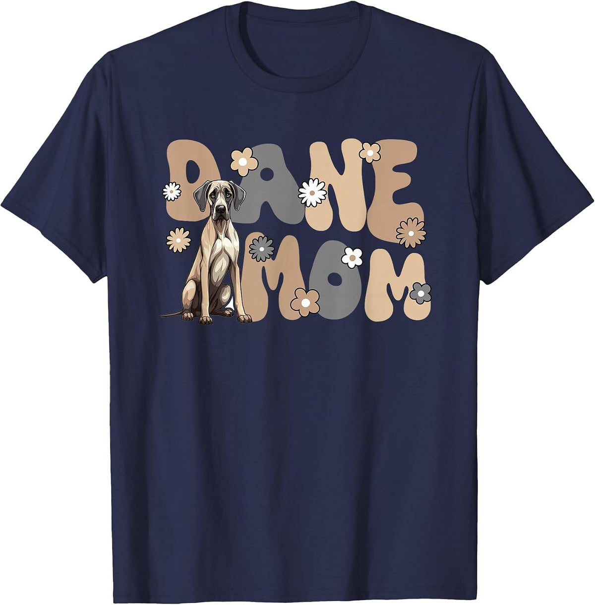 Great Dane Groovy World's Best Dane Mom T-Shirt - Navy Blue