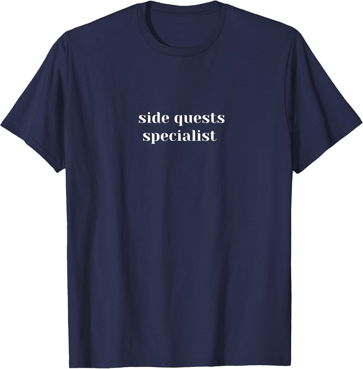 Side Quest Specialist - Aesthetic Rave & Techno Typography T-Shirt - Navy Blue