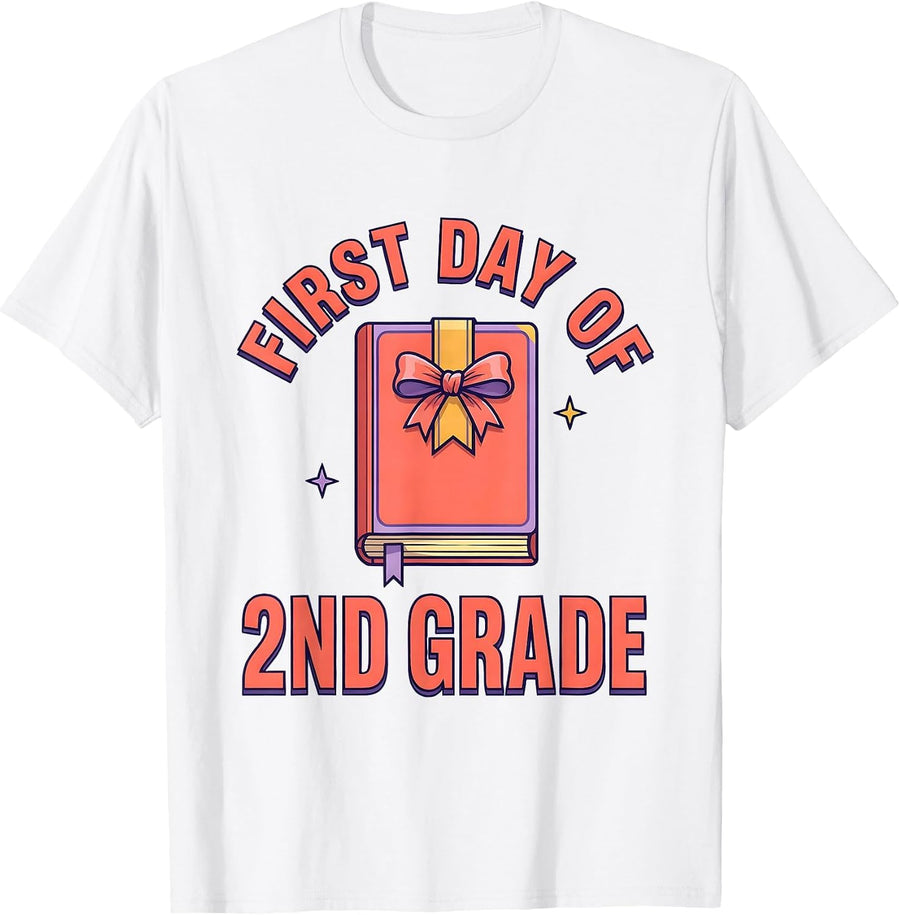 Men's First Day Of 2nd Grade Coquette Back To School Girls Kids T-Shirt - White