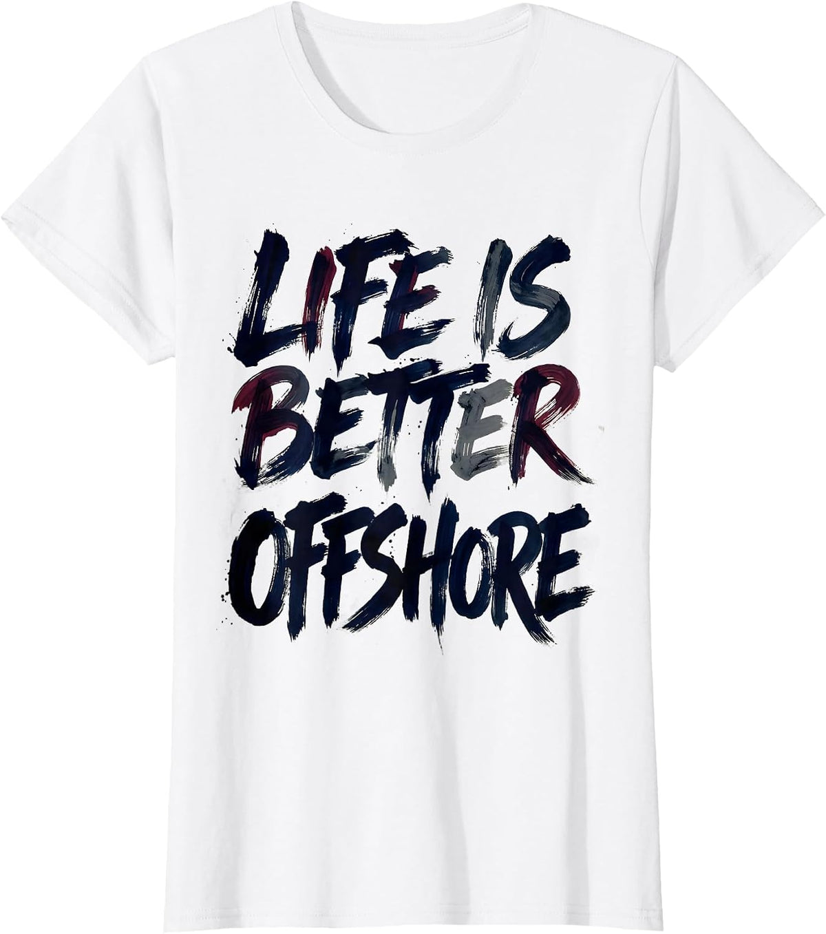Women's Life Is Better Offshore Navy Nautical Design T-Shirt - White