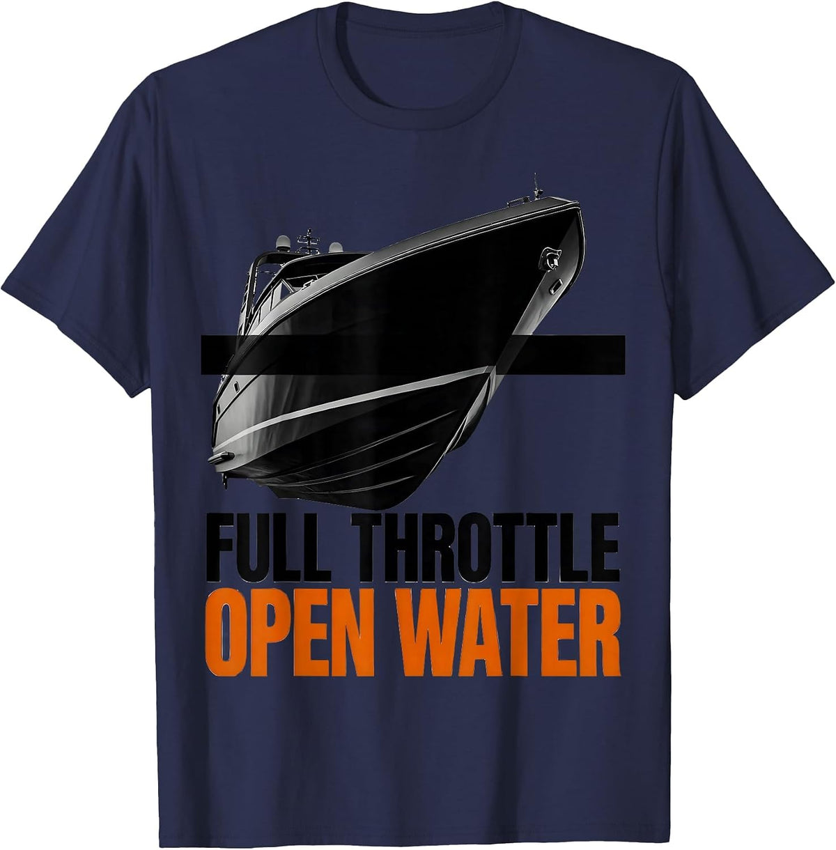 Full Throttle Open Water Cruise Design T-Shirt - Navy Blue
