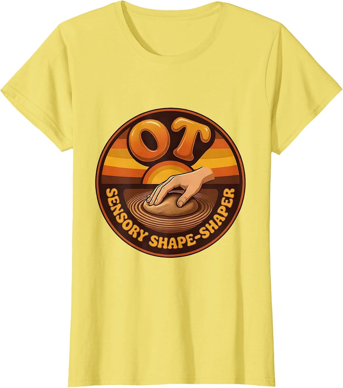 Women's OT Sensory Shape-Shaper Retro Occupational Therapy T-Shirt - Lemon Yellow