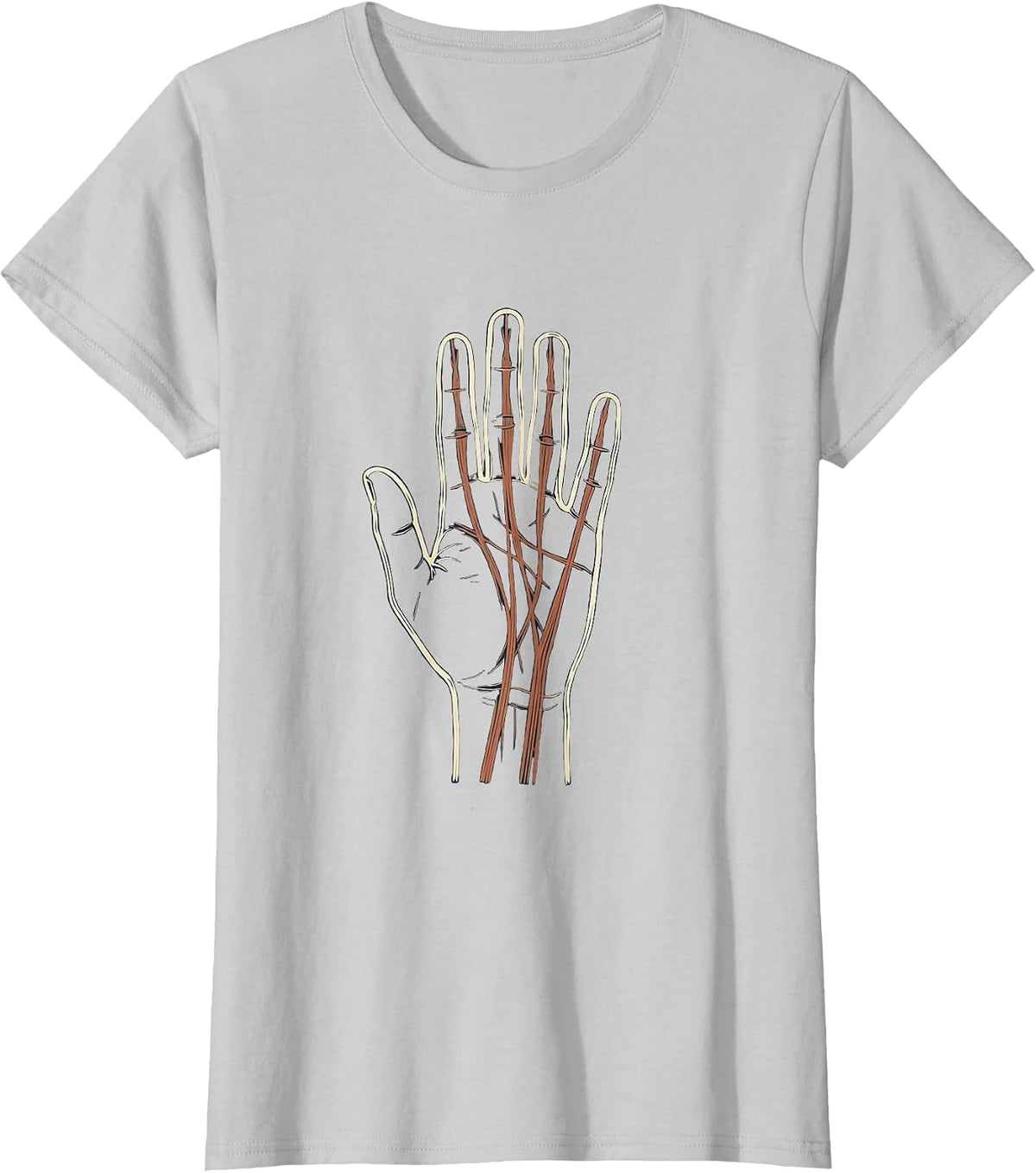 Hand Anatomy Tendon Illustration Occupational Therapy T-Shirt - Silver Grey