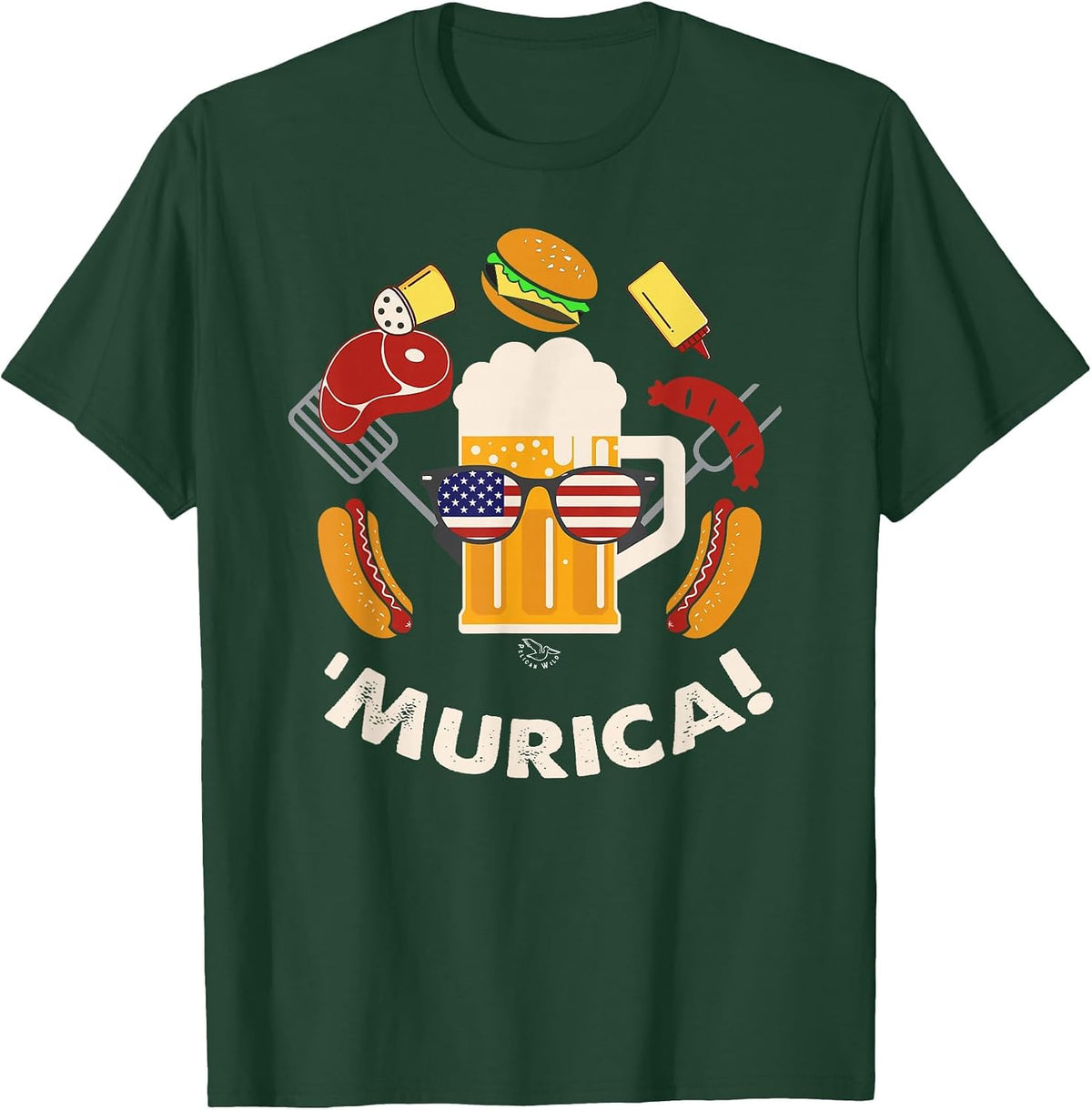 BBQ Beer Murica Shirt - 4th of July Funny Merica t-Shirt T-Shirt - Dark Green