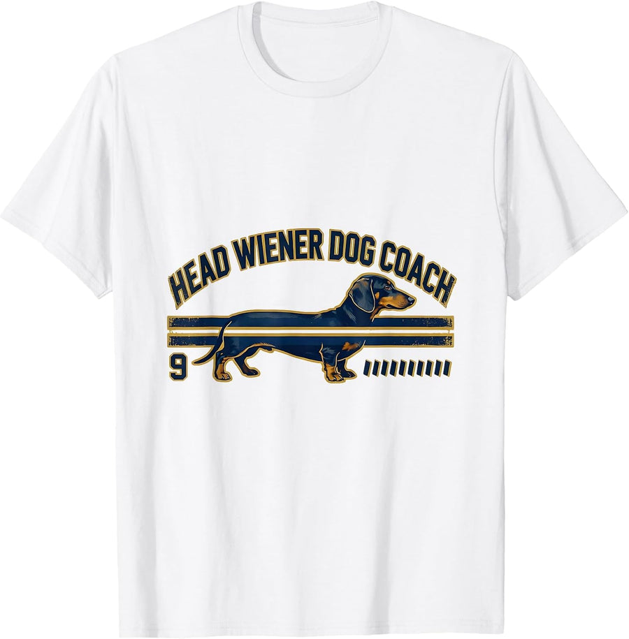 Men's Head Wiener Dog Coach Funny Dachshund Dog Owner Humor T-Shirt - White