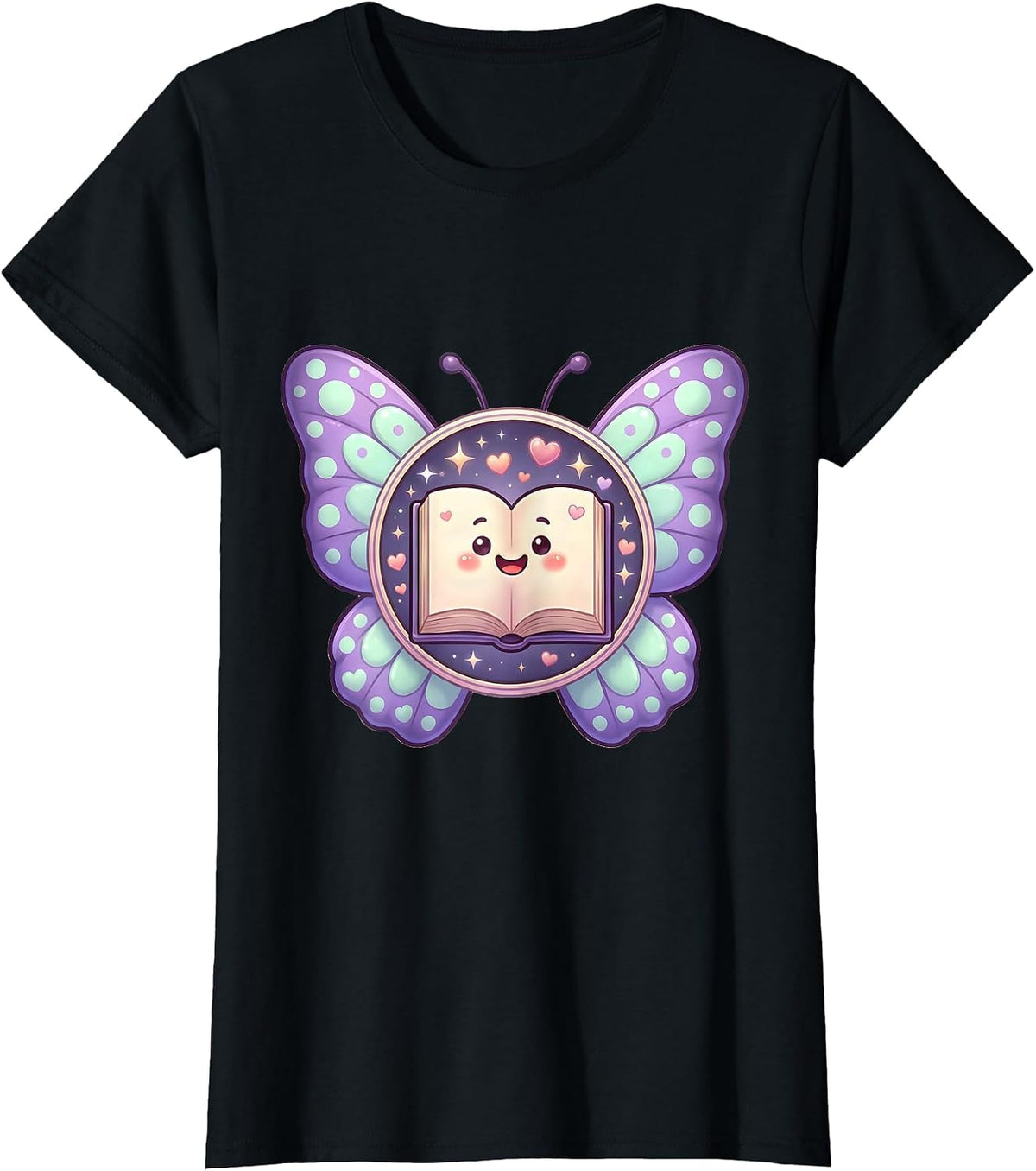 Special Education Open Book Butterfly Wings Design T-Shirt - Black