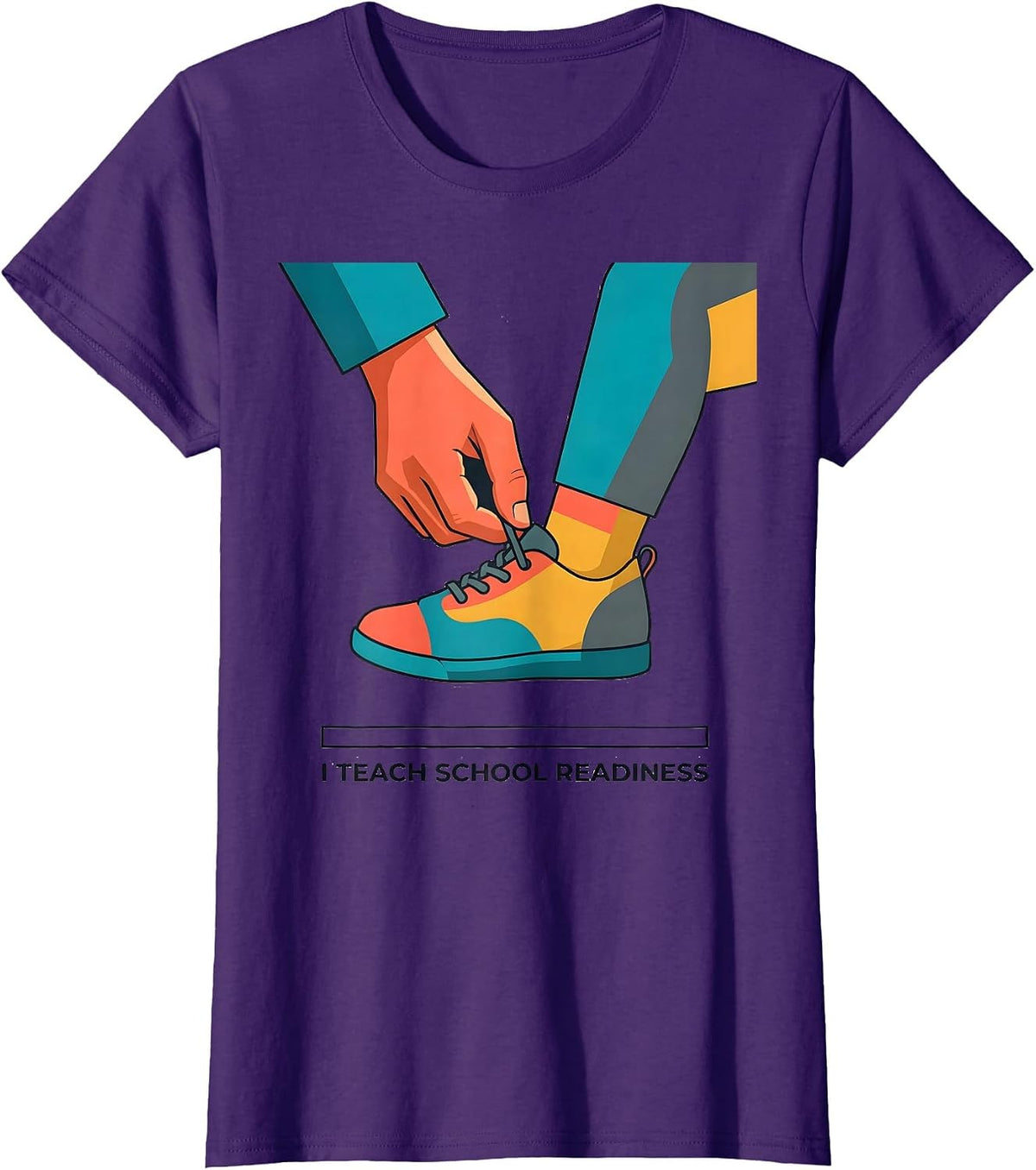 I Teach School Readiness Preschool Teacher Head Start Crew T-Shirt - Purple