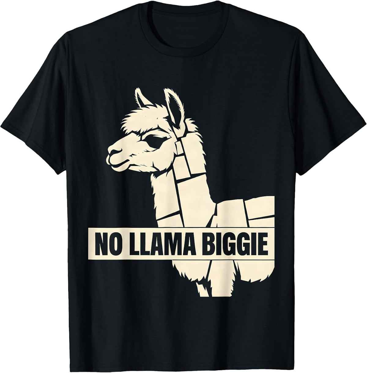Men's No Llama Biggie Funny Llama Alpaca Lover Humor T-Shirt - Black