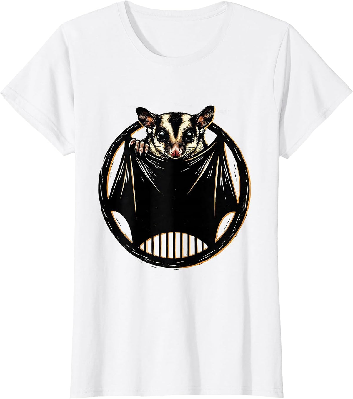 Sugar Glider Bonding Pouch Linocut Pet Owner Humor T-Shirt - White