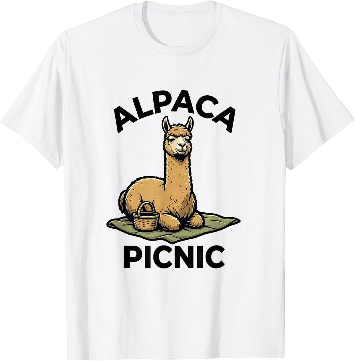 Men's Alpaca Picnic Funny Alpaca Lover Animal Humor Gift T-Shirt - White