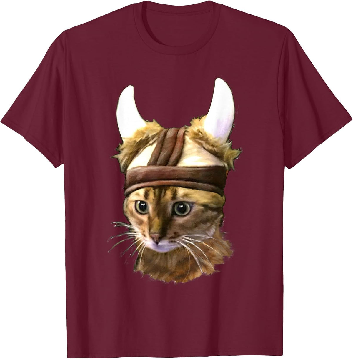 Viking Kitty Cat T-Shirt - Burgundy
