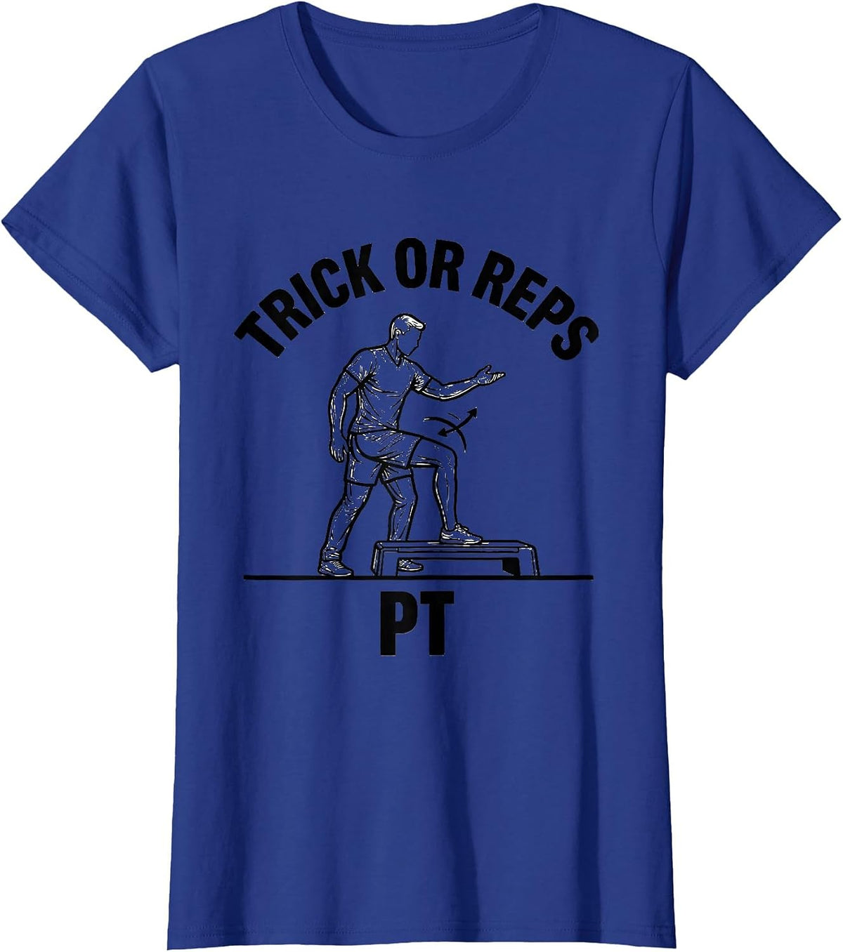 Women's Trick Or Reps PT Ghost Physical Therapy Halloween Humor T-Shirt - Royal Blue