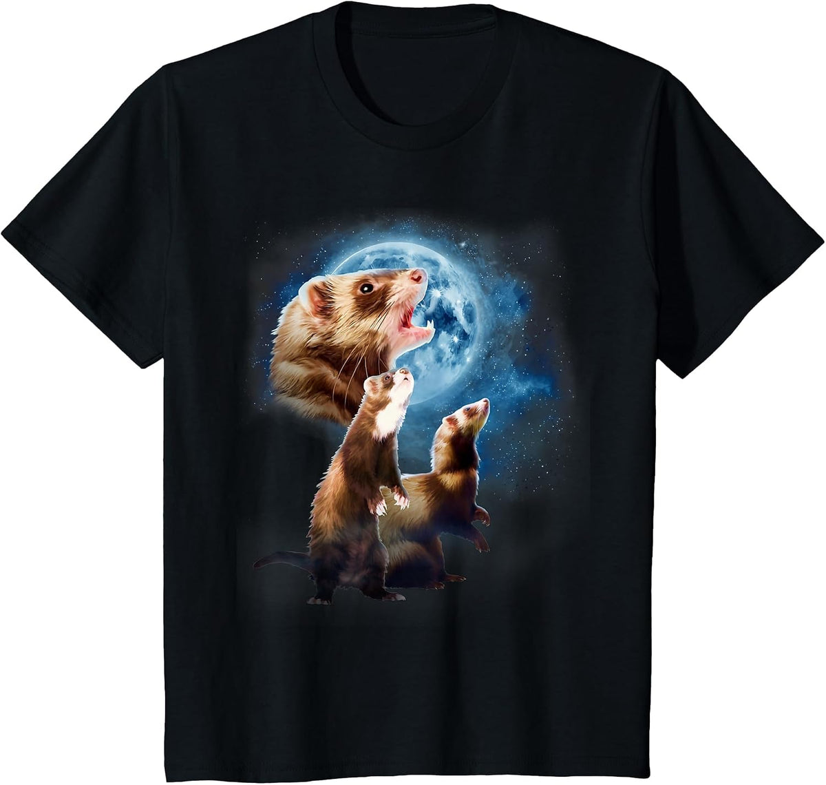 Howling at the Moon Shirt - Ferret Shirts - Funny Ferret T-Shirt - Black