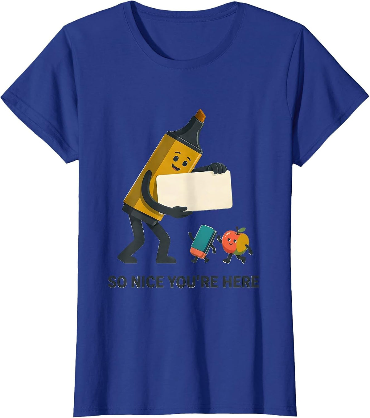 Women's So Nice You're Here Midcentury Modern Teacher Student Back T-Shirt - Royal Blue