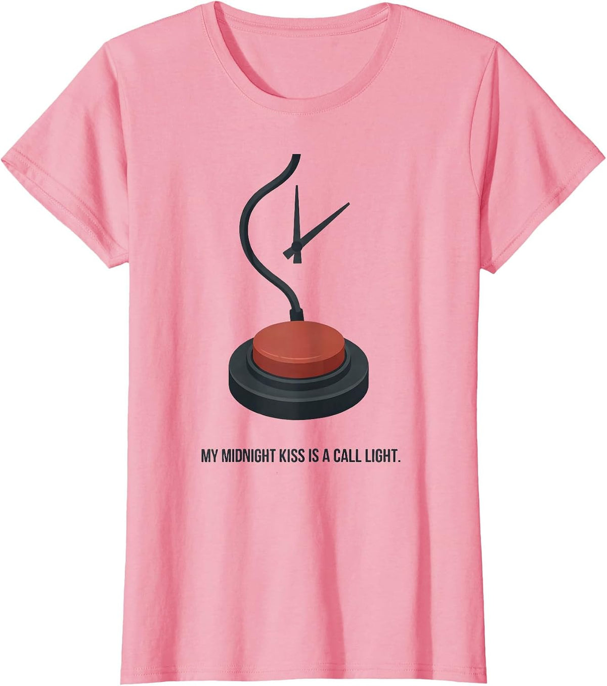 Women's My Midnight Kiss Is A Call Light Funny Nurse Crew New Year T-Shirt - Pink