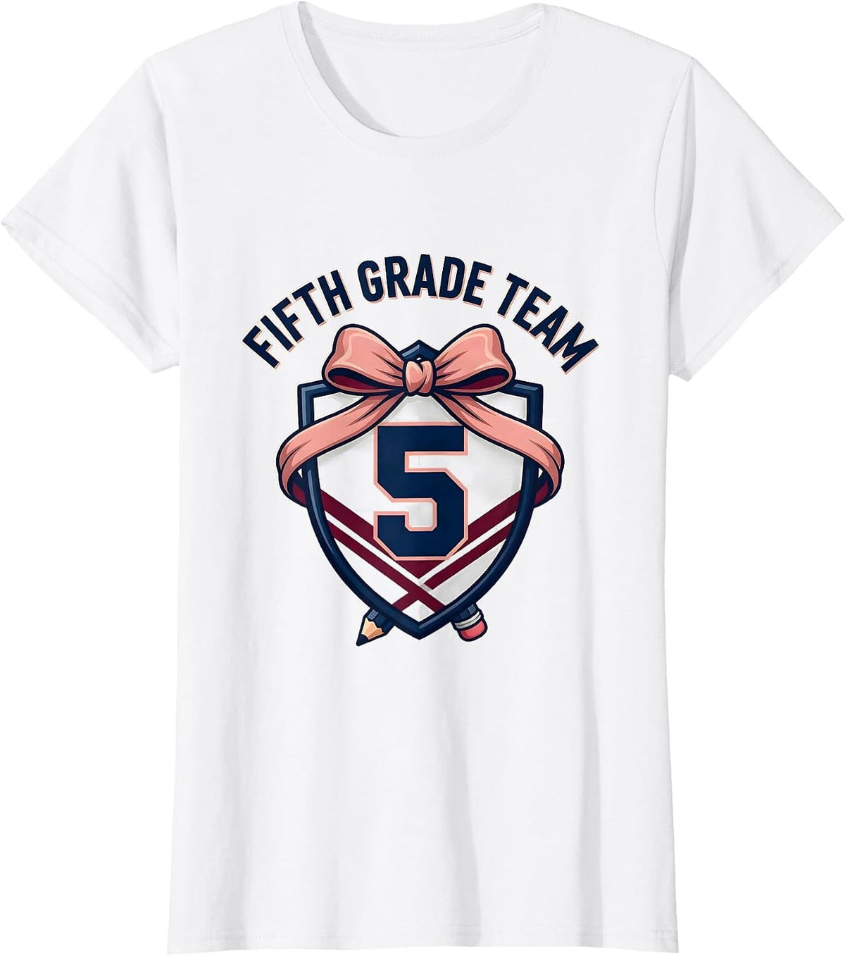 Women's Fifth Grade Team Blokette Sporty Femme Back To School T-Shirt - White