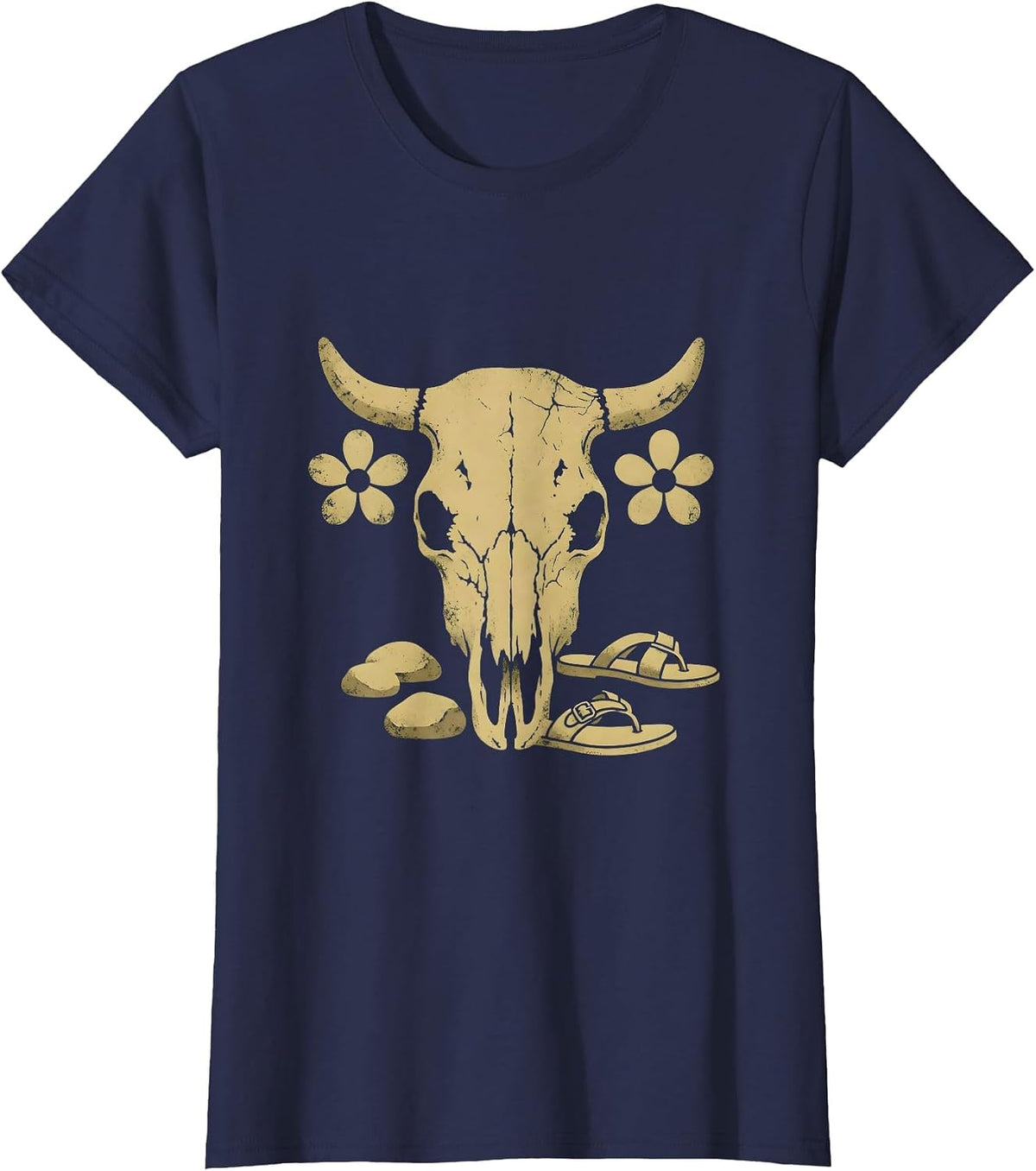 Women's Adventure-Ready Sandal Hiker Rocky Stream Crossing T-Shirt - Navy Blue