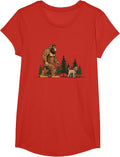 Funny Soft Coated Wheaten Terrier Bigfoot Dog Walking Dog T-Shirt - Girls Red