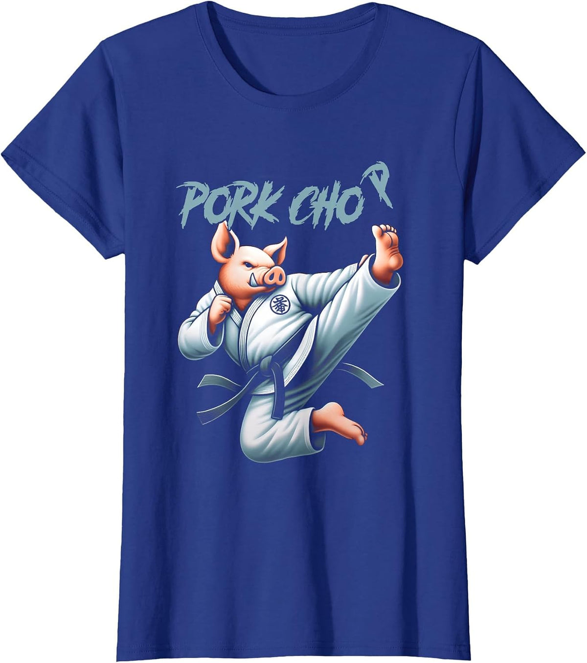 Pig Karate Pork Chop Funny Hog Martial Art Fighting Animal T-Shirt - Royal Blue