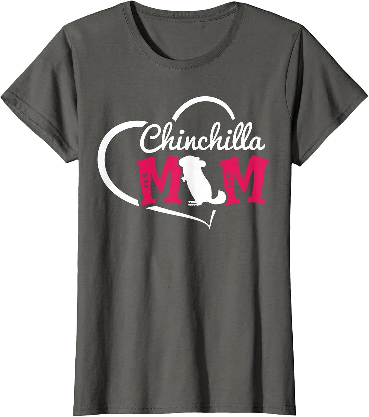 Cute Chinchilla Mom Chinchilla Heart T-Shirt - Asphalt Grey