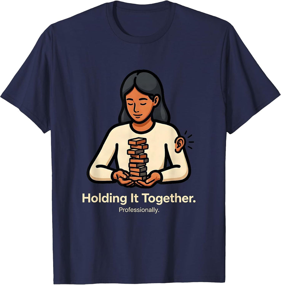 Holding It Together Professionally Mental Health Counselor T-Shirt - Navy Blue