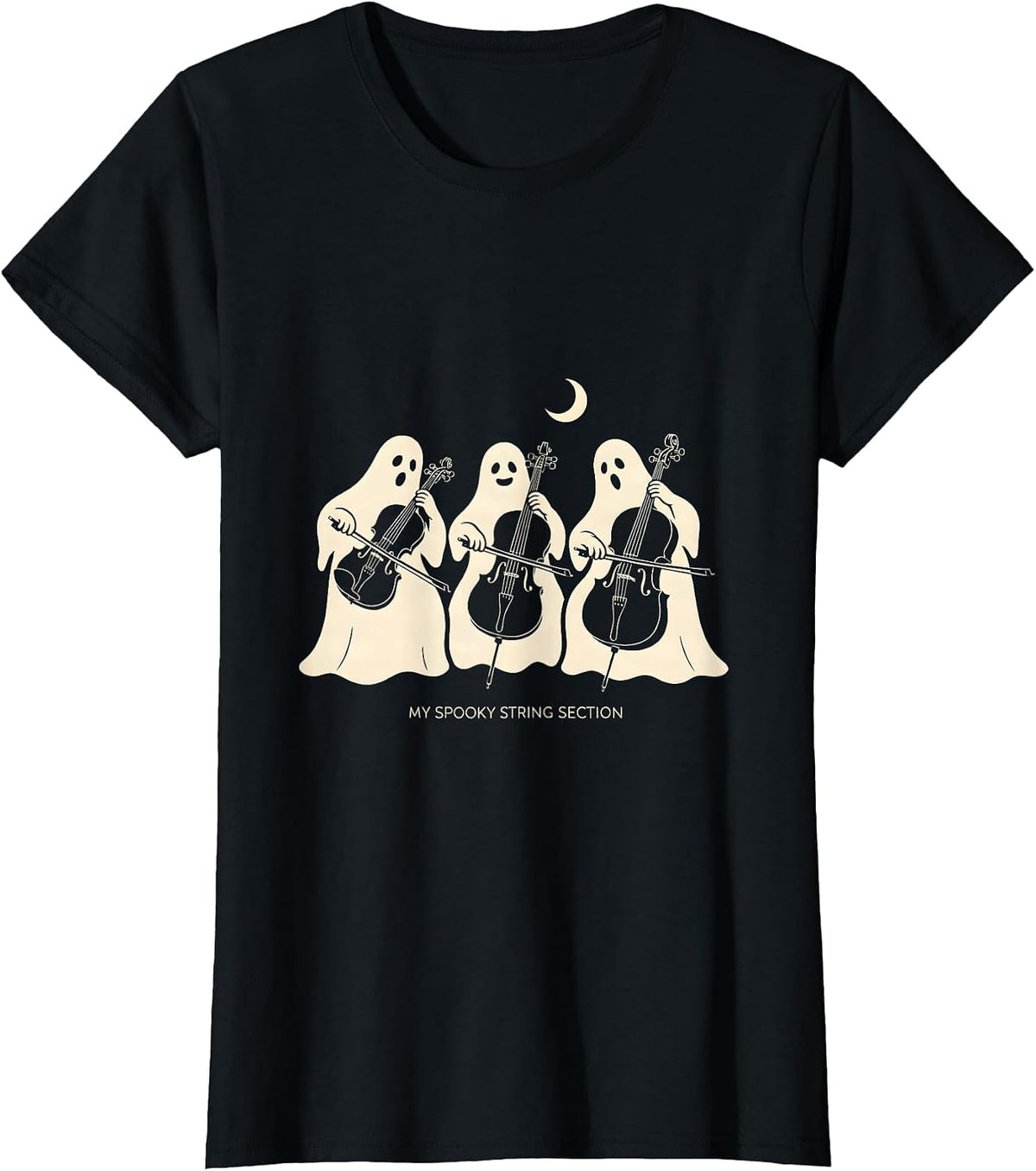My Spooky String Section Funny Music Teacher Ghost Band T-Shirt - Black