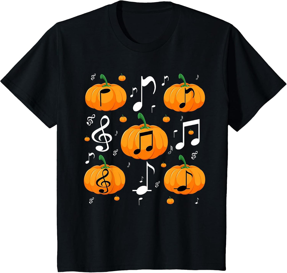 Music Note Pumpkin Fall Costume for Musicians and Teachers T-Shirt - Black
