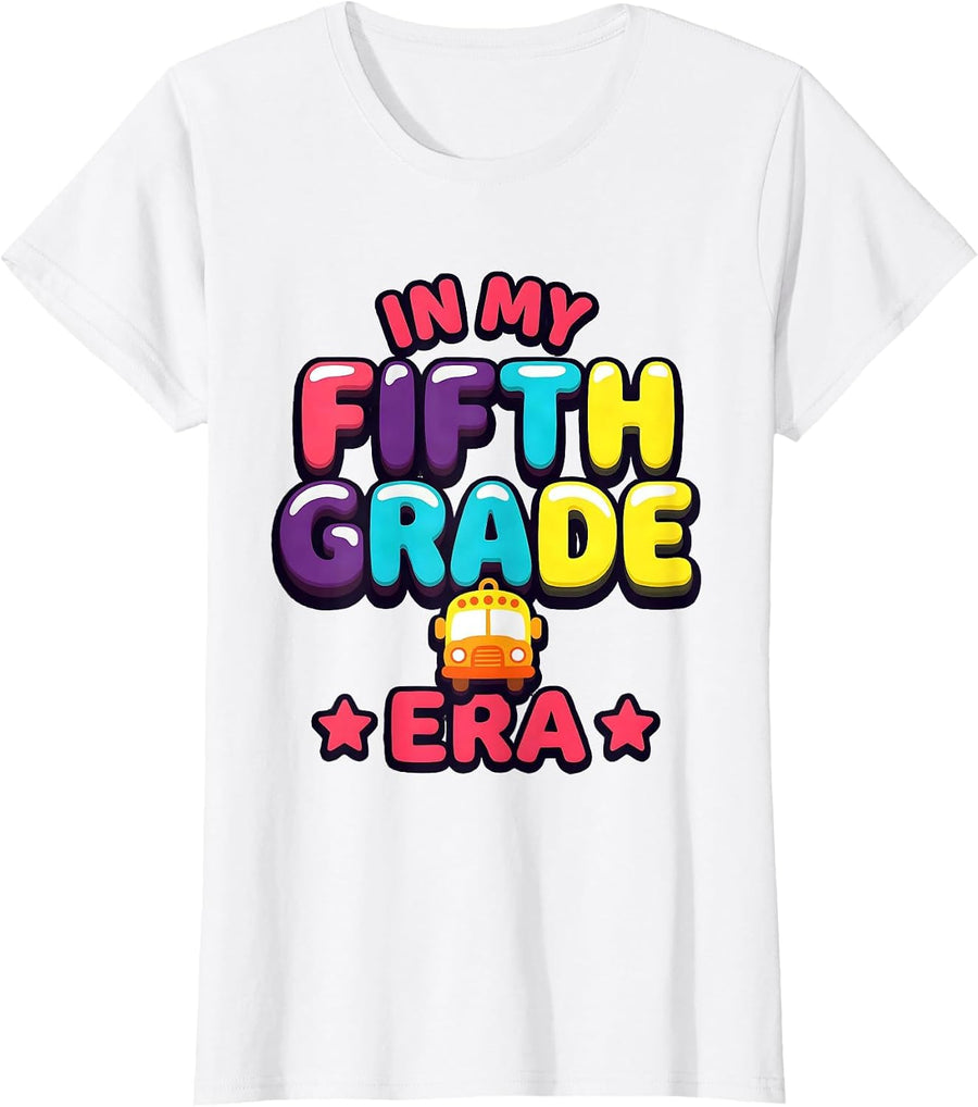 Women's In My Fifth Grade Era Gummy Jelly Pop Tie Dye Back to School T-Shirt - White
