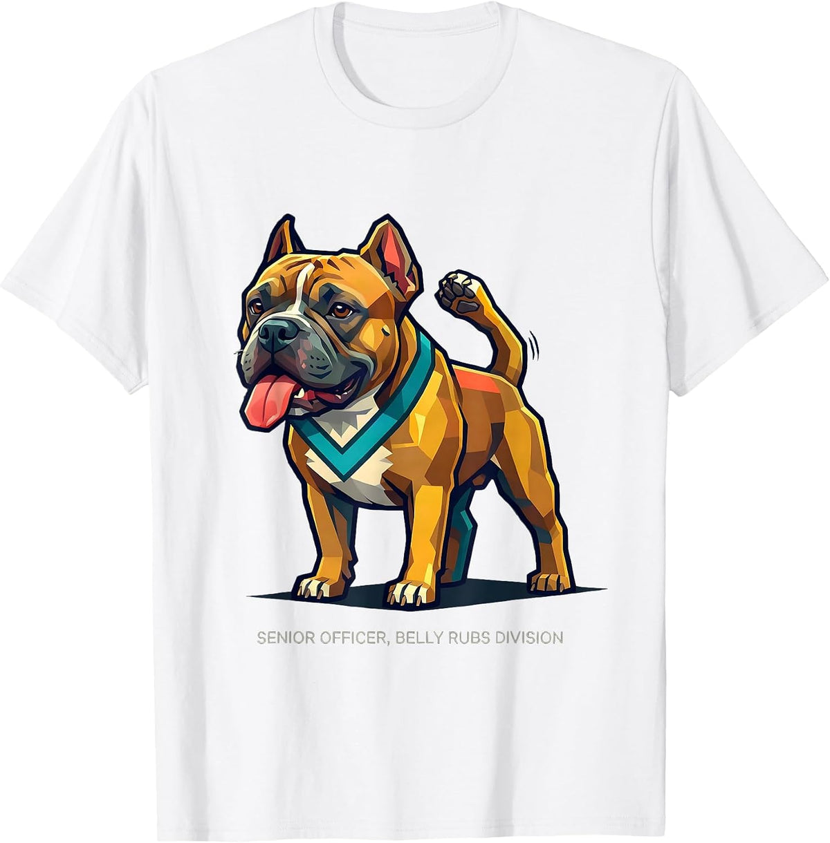 Senior Officer Belly Rubs Division Funny Pitbull Mom Dog T-Shirt - White