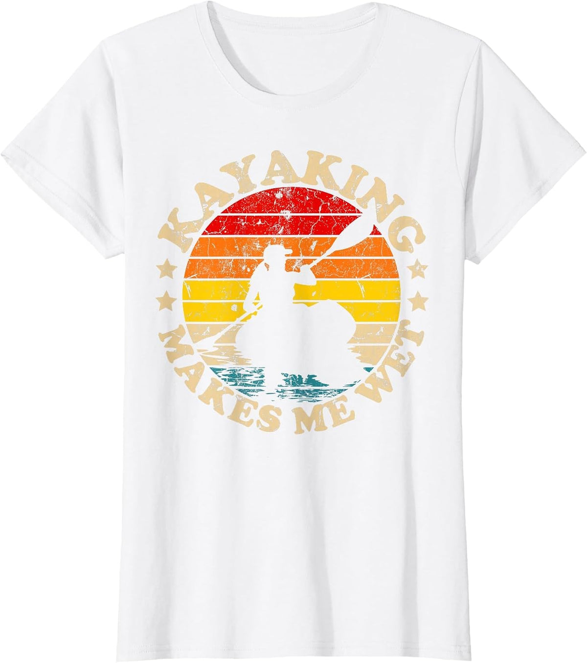 Retro Vintage Kayaking Makes Me Wet Kayak T-Shirt - White