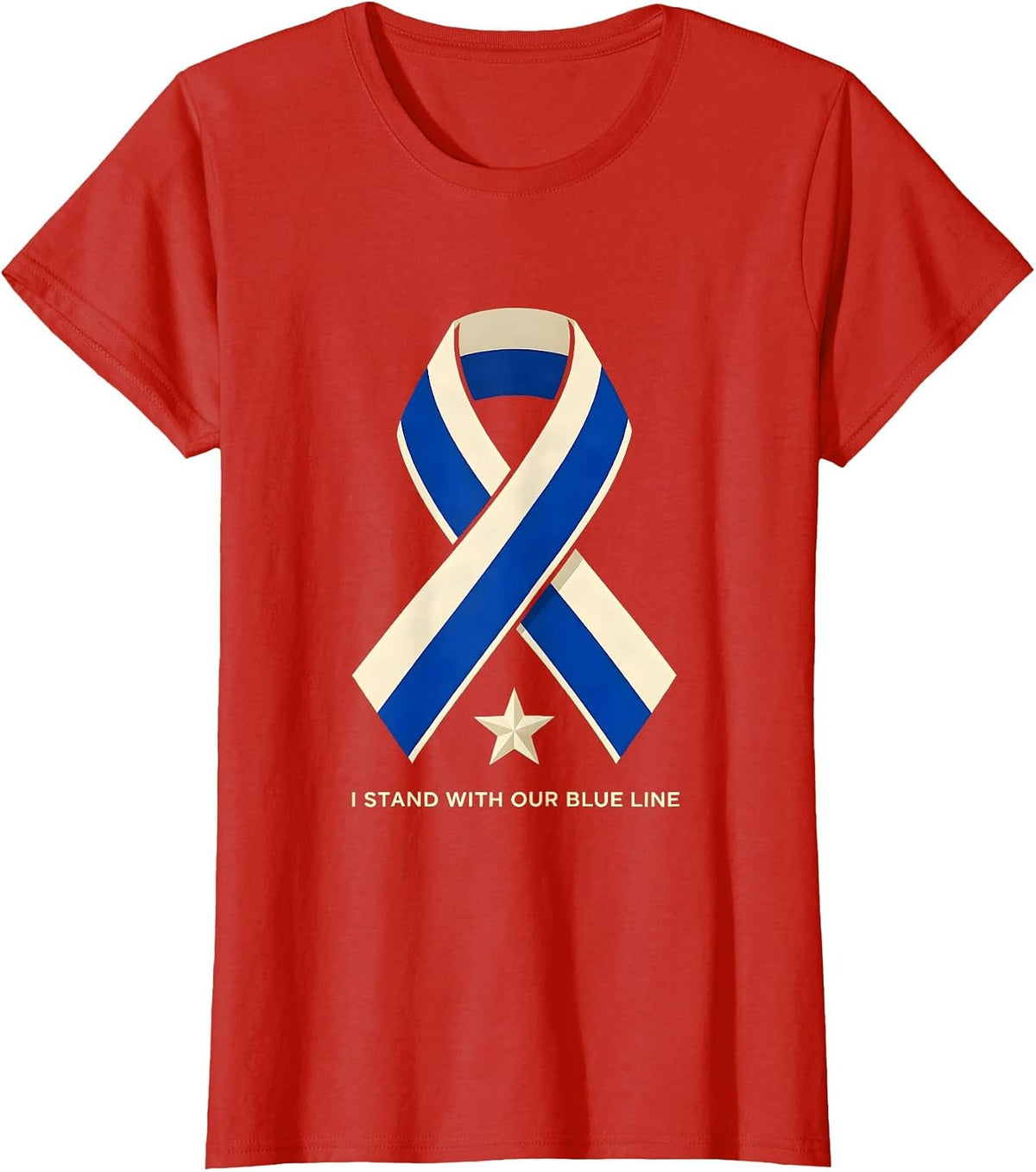 Women's I Stand With Our Blue Line Thin Blue Line Police Support T-Shirt - Red