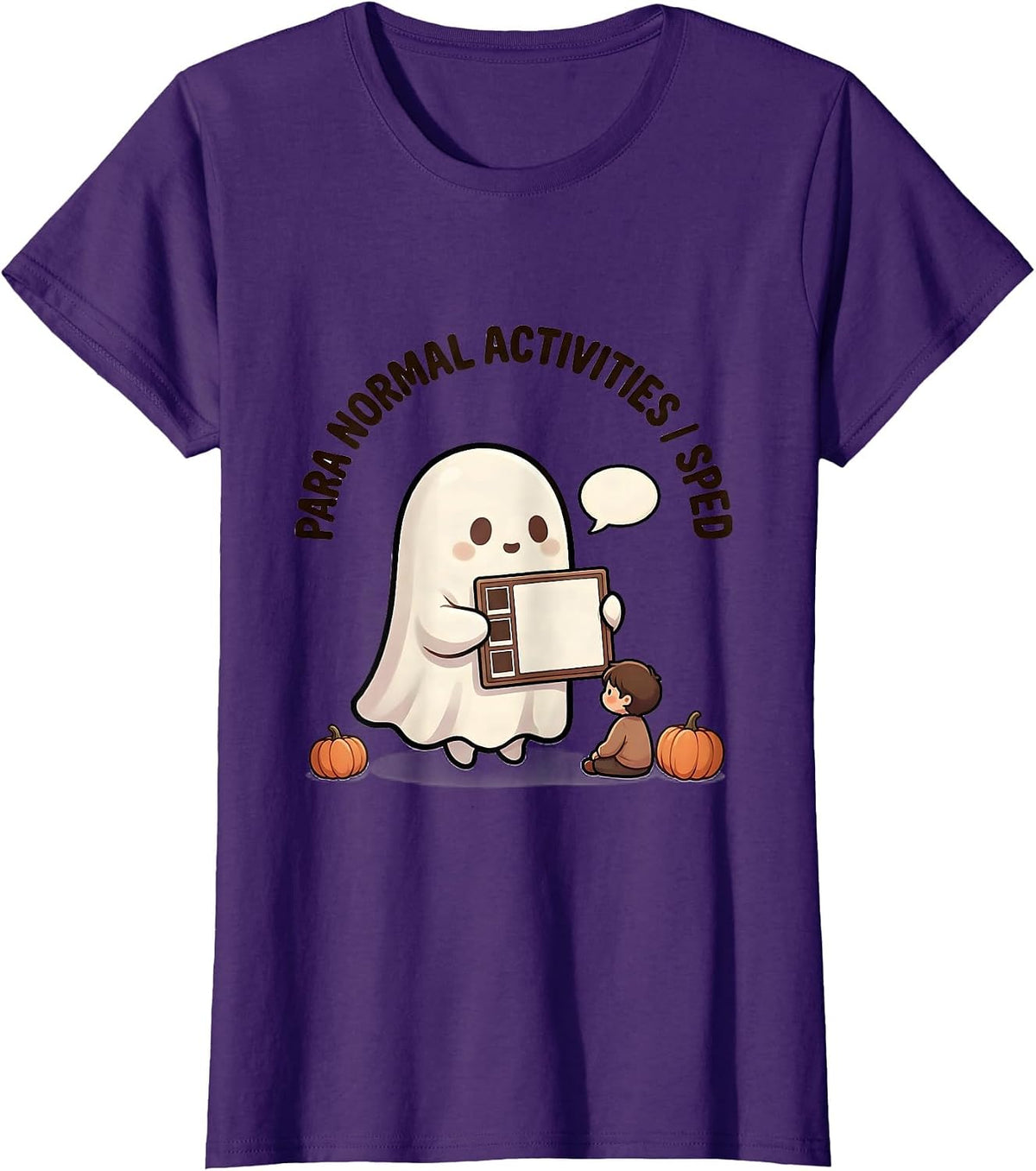 Women's Para Normal Activities SPED Teacher Paraprofessional Ghost T-Shirt - Purple