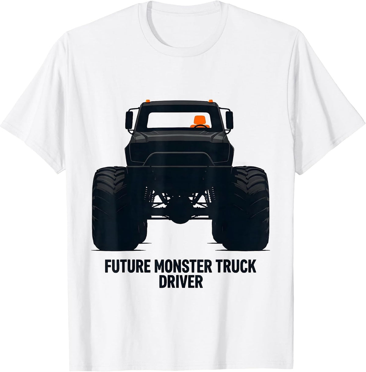 Men's Future Monster Truck Driver Playful Monster Truck Kids T-Shirt - White